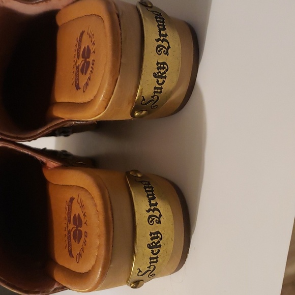 LUCKY BRAND LEATHER/SUEDE PEACE SIGN CLOGS SZ 7 NEW - Picture 3 of 16